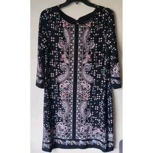 White House Black Market Women's‎ Multicolor Dress Size Med Black Batik Print
